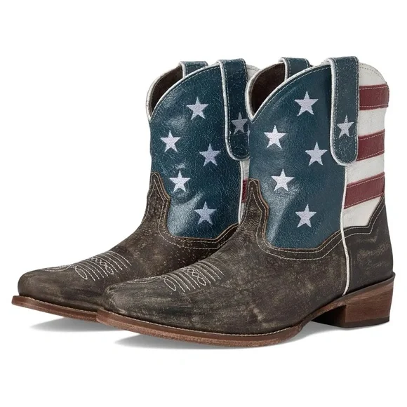 Roper® Women’s American Flag Shorty Cowgirl Boots- Size 10 - USA American Beauty - Picture 12 of 13